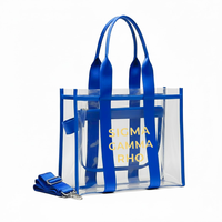 Sac fourre-tout transparent Sigma Gamma Rho Sorority, sac fourre-tout en vinyle transparent avec poignées d'épaule, sac de transport en PVC transparent approuvé pour les stades