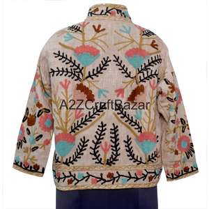 Veste TNT en gros avec broderie à la main, volants et motif floral, col en V, en coton, décontractée, pour l'hiver/le printemps, idéale pour les fêtes - Product Image 5