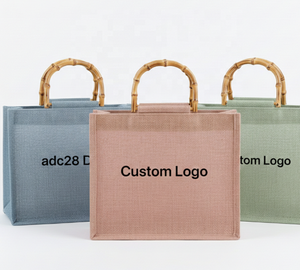 Custom Printed Jute Logo <b>Bag</b> Eco Friendly Reusable Shopping Tote with Company Branding - Product Image 1