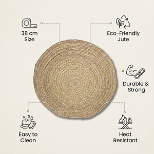 Bulk Supply Jute Lurex <b>Table</b> <b>Mat</b> Export Quality Handmade EcoFriendly <b>Round</b> Dining Placemat for Home Decoration Hotel Use Exports - Product Image 4