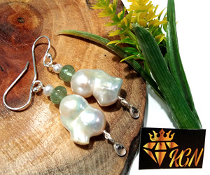 Baroque Pearl <b>Dangle</b> <b>Earrings</b> Solid 925 Sterling <b>Silver</b> White Wedding & Party Jewelry Handmade Gift for Her A+ Quality - Product Image 3