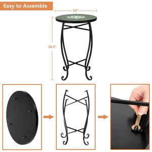 Artisasset Round Terrace Bistro Table Green Flowers Mosaic Design Stylish Outdoor Tables - Product Image 6