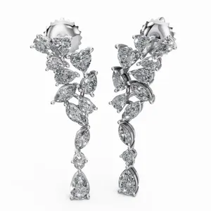 Pendientes de Diamantes Cultivados en Laboratorio Golden Symphony de Marinas, 24 Piezas, Diseño de Corte Múltiple en Forma de Gota, Certificación IGI, Claridad VVS, Oro de 10/14/18 Quilates - Product Image 3