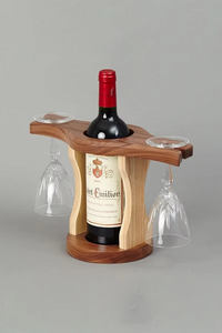 Soporte artesanal de madera para vino: un impresionante soporte para botellas y Vasos - Product Image 5