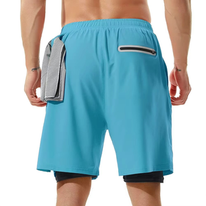 2926 High Quality Men's 2 In 1 Gym <b>Shorts</b> Quick Dry Running Training Double Layer <b>Compression</b> Sports Fitness <b>Shorts</b> - Product Image 4