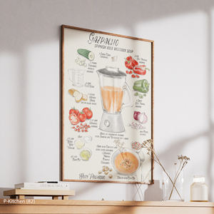 Décoration murale de Noël, affiche illustrée de recettes de cuisine vintage, impression sur toile décorative murale de cuisine rétro - Product Image 4