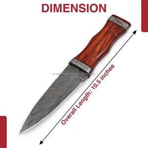 Couteau de chasse artisanal en acier Damas Radical Prophecy, manche en cuir, OEM ODM personnalisable, pointe tombante droite, excellente qualité - Product Image 3