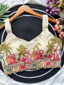 Blusa sin mangas de cambric puro Hakoba Zara ++ de aspecto magnífico con motivos tradicionales, animales y lentejuelas, exportador indio. - Product Image 3
