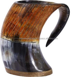 Tasse à corne à boire Viking de qualité supérieure tasses à bière naturelles finies à la main pour les fêtes pour le café en Inde - Product Image 3