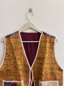 Chaleco Tradicional Hecho a Mano Estilo Kantha para Mujer, Chaqueta Boho - Product Image 4