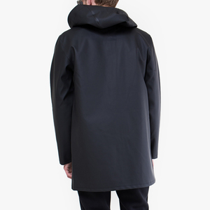 <b>Men's</b> Long Waterproof Hooded Raincoat <b>Black</b> Button Front Solid Color Outdoor Wear Regular Fit Polyester Shell <b>Jacket</b> - Product Image 5