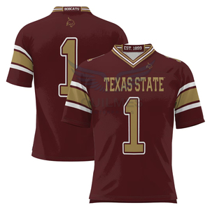 Jersey de Fútbol Americano Personalizado Sublimado, Jersey Deportivo del Equipo Universitario Texas State Bobcats, Poliéster Transpirable, Venta al Por Mayor OEM - Product Image 1