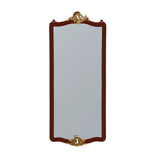 Miroir mural compact classique de luxe en teck massif, fait main, bordure durable - Product Image 1