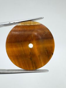 Esfera de reloj con piedra preciosa ojo de tigre: 24.50mm, redonda, parte trasera plana, para fabricación de relojes - Product Image 4