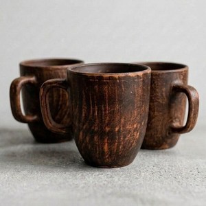 Mug rustique en bois brun, poterie artisanale, tasse à thé Wabi Sabi, tasse à café, vaisselle en bois ukrainienne pour la maison - Product Image 2