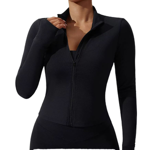 Spandex/Nylon Plus Size Skinny Yoga <b>Jacket</b> <b>Women</b> Slim Fit Zipper Front Sports Top Breathable Quick Dry Gym Fitness Activewear - Product Image 5