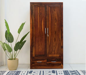 Armoire moderne grande taille en bois de sheesham massif, fabriquée à la main, avec 2 tiroirs, pour chambre à coucher, hôtel, appartement - Product Image 2