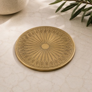 Botanical Petal Brass <b>Coaster</b> Handcrafted Engraved Solid Brass Heat Resistant <b>Drink</b> <b>Coaster</b> Elegant Table Decor Gift - Product Image 6