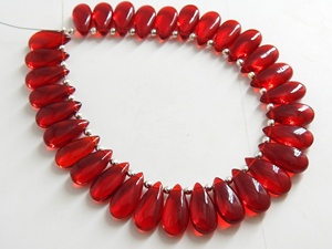 Cuentas de cristal en forma de lágrima de cuarzo rojo 15X7MM hechas a mano, par combinado, suministros de mayorista directo para fabricación de joyas, Rubilite - Product Image 2