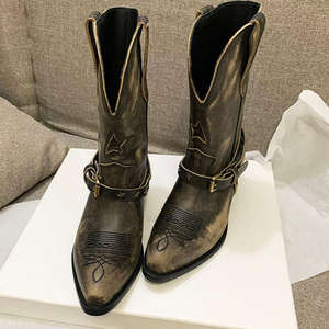 Bottes de cowboy western en cuir véritable brodées, bottes d'équitation pour homme, bottes de sport pour homme Rustler - Product Image 3