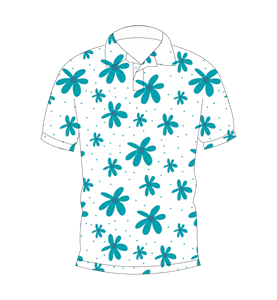 Mens Blue <b>Daisy</b> Print Polo Shirt Summer Short Sleeve Casual Collared Button <b>Top</b> Breathable Lightweight Tee - Product Image 1
