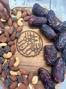 Rustic Wooden Ramadan Tray Arabic Calligraphy Hospitality Serving Platter for Dates Sweets Nuts and Tea Service - Product Image 5