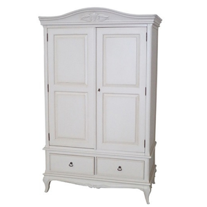 Colección París, Armario Doble Clásico de Madera de Caoba Francesa, Elegante Tallado, Muebles para Dormitorio y Hotel, Color Blanco - Product Image 1