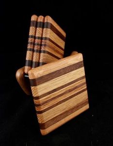 Premium Handmade Wooden Coasters for <b>Drinks</b>, Rustic Tabletop Protection and Elegant Home Decoration - Product Image 1