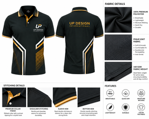 เสื้อกอล์ฟผู้ชายแบบกำหนดเอง แห้งเร็ว 100% โพลีเอสเตอร์ ระบายอากาศได้ดี ชุดทีมกอล์ฟ ปักโลโก้ด้านหน้าและด้านหลังได้ตามต้องการ ชุดกีฬา OEM - Product Image 5