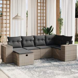Conjunto de Sofás Modulares Grandes de Ratán Sintético Gris para Jardín, Elegante Colección de Muebles para Exteriores - Product Image 1