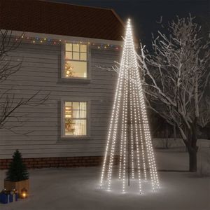 Árbol de Navidad Blanco Frío con 732 LED y Base de Estaca de 196.9 Pulgadas, Categoría de Producto: Árboles de Navidad - Product Image 1
