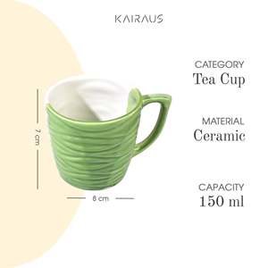 Handmade Rustic Glaze Ceramic Cup Set Cardamom Green Tea <b>Mugs</b> Microwave Safe <b>Cute</b> Design (Set of 6) - Product Image 2
