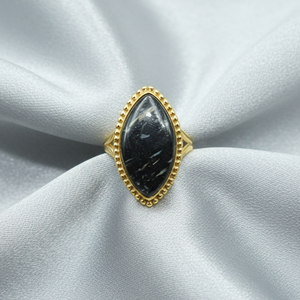 Top Quality Golden Fire Nuummite Gemstone 925 Sterling Silver <b>Ring</b> Beaded Border Handmade <b>Boho</b> Jewelry Rose & Yellow Gold <b>Ring</b> - Product Image 4