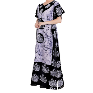 Robe kaftan fluide en coton avec fentes latérales pour un look élégant - Product Image 4