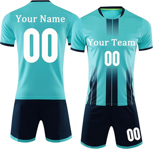 ชุดเสื้อฟุตบอลแบบซับลิเมชั่นสั่งทำพิเศษสำหรับผู้ชาย คอกลม แขนสั้น ระบายเหงื่อได้ดี ผลิตจากโพลีเอสเตอร์ 100% พิมพ์ชื่อทีม - Product Image 1