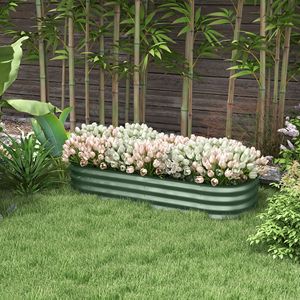 Kit de jardinières galvanisées de grande taille 4,9 pi x 2 pi x 1 pi, potager surélevé en métal avec bordure de sécurité, bac de plantation vert et pots - Product Image 2