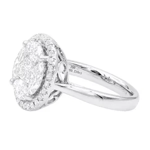 Bague Halo Cluster en Or 18K 750 Certifiée IGI avec Diamant de Laboratoire de 0,216 ct pour Femme, Bague de Fiançailles, de Mariage et de Soirée de Luxe - Product Image 4