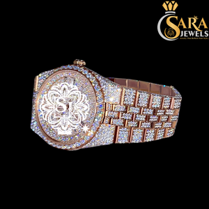 Bague en or rose haut de gamme sertie de moissanite et de diamants pour les propositions, les célébrations et les occasions spéciales, disponible au meilleur prix - Product Image 1
