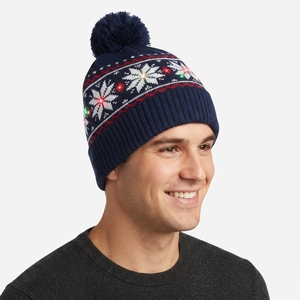 Custom OEM ODM Winter Knitted Beanie Hat <b>LED</b> Acrylic Jacquard Christmas Camouflage Plaid Designer Beanie with Custom Logo - Product Image 2