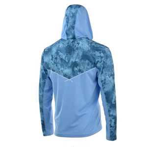 Sweat à capuche de pêche pour hommes adultes, grande taille, manches longues, UPF 50, anti-UV, imprimé par sublimation, motif bleu uni, veste pull - Product Image 3