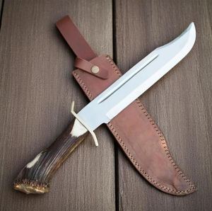 Cuchillo de Camping Hecho a Mano con Acero D2 y Mango de Cuerno de Ciervo, Borde Parcialmente Dentado, Ligero y Duradero para Uso en Exteriores - Product Image 4