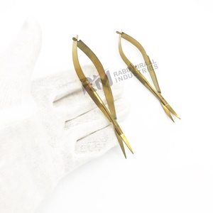 Ciseaux à cils professionnels RMI en acier inoxydable à lame droite, couleur or plasma, emballage PVC personnalisé - Product Image 6