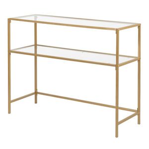 Consolle Moderna in Vetro Temperato con Struttura in Metallo e 2 Ripiani per Ingresso e Soggiorno - Product Image 2