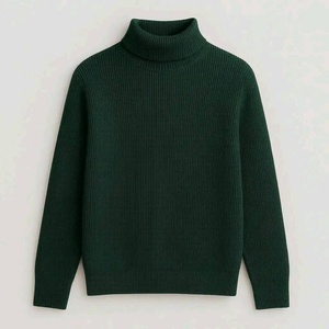 <b>Men's</b> Light Blue Rib Knit Embossed Solid <b>Turtleneck</b> <b>Sweater</b> Long Sleeve Cashmere Pullover Breathable Winter ODM Anti-Shrink - Product Image 4
