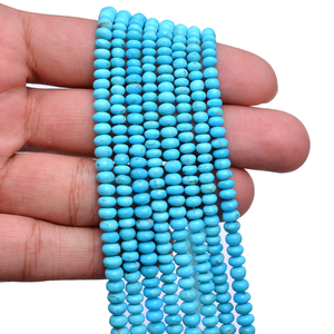 Cuentas redondas lisas de turquesa AAA+ de 3mm-6mm, turquesa natural Sleeping Beauty, piedras preciosas sueltas para la elaboración de joyería. - Product Image 4