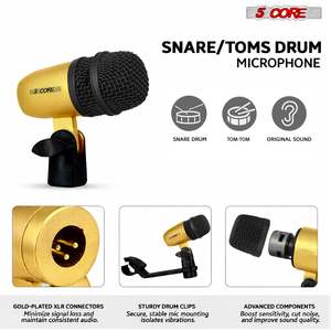 5 Core Drum <b>Microphone</b> Kit 9Pc All Metal Drummer Mics Tom/Snare & Cymbals Wired Instrument Drums Set - Product Image 3