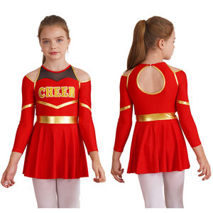 Tenues de danse et de gymnastique personnalisées pour filles, imprimées par transfert thermique, uniformes de cheerleading, âges 6-16, polyester et élasthanne - Product Image 2