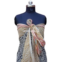 Châle écharpe en satin de coton ethnique du Rajasthan, motif Argyle imprimé numériquement, doux pour la peau, respirant, pour femme - Quotidien, extérieur, hiver