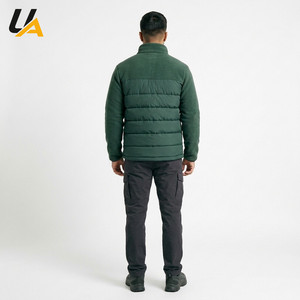 Veste matelassée en polaire verte pour homme, col montant, fermeture éclair, coupe-vent, doudoune chaude pour l'hiver - Product Image 3