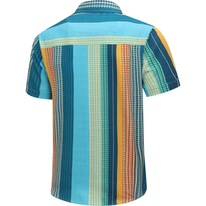 <b>Men</b>’s Wholesale Hawaiian <b>Shirt</b> Aloha Style Striped Printed Short Sleeve Button Down <b>Beach</b> <b>Shirt</b> - Product Image 2